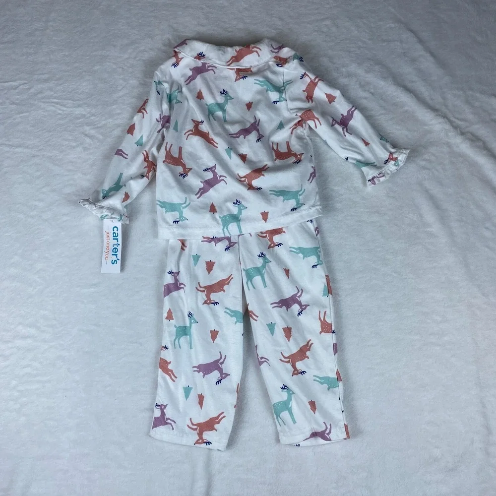 Carter's Just One You 2pc Pajama Set Toddler Girls 18M White Reindeer‎ ATYD4229